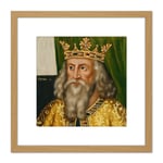 British School Henry I King Portrait 8X8 Inch Square Wooden Framed Wall Art Print Picture with Mount