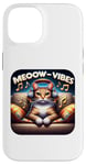 Coque pour iPhone 14 Meeow-Vibes Casque pour chat