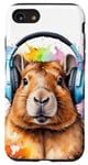 iPhone SE (2020) / 7 / 8 Capybara Headphones Capy Colorful Animal Art Print Graphic Case