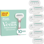 Gillette Venus Deluxe Smooth Sensitive 10 Razor Blades, 5 Blade Refills for Venu