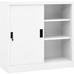 Vidaxl - Armoire de bureau avec porte coulissante,Blanc 90x40x90cm Acier