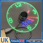 Small Night Light Time Temperature Display LED Clock Fan DC 5V Hand Mini USB Fan