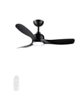 CJOY 42 inch Ceiling Fans with Lights and Remote, Black Ceiling Fan with Lamp, Quiet DC Reversible 3 Blades, 3 Colour Temperatures, 6 Speeds, Dimmable LED Fan Light for Bedroom