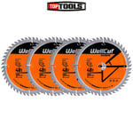 WellCut TCT Saw Blade 165mm x 48T x 20mm Bore For Dewalt DWS520,DCS520 Pack of 4