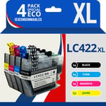 123CONSOMMABLES - Pack compatible BROTHER LC422XL, 4 cartouches