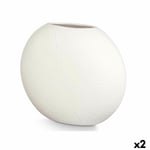 Vase Rond Blanc Céramique 40 x 34,5 x 16 cm [2 Unités]