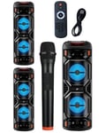 ENCEINTE SONO PORTABLE PARTY KARAOKE BLUETOOTH TYPE JBL MOBILE USB TWS MEGABASS LED RGB + TELECOMMANDE + Micro sans fil