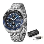 Sininen/Musta Miesten Lige Muotikello Top Luxury Creative Quartz -Kello Glow Waterproof Chronograph -Urheilukello