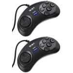 Link-e : 2 X Manette, Gamepad, Joystick 6 Boutons Compatible avec Console de Jeu SEGA Megadrive, Genesis, Master System