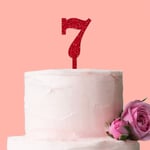 Number 7 Cake Topper Glitter Red Birthday Decoration Present Gift Idea Candle