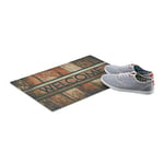 Relaxdays Paillasson WELCOME tapis d’entrée bienvenue couloir PVC antidérapant 40 x 60 cm, brun