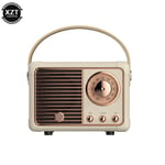 (Valkoinen) Mini Langaton Vintage Bluetooth-kaiuttimet Creative Vintage FM-radio Kannettavat USB-ladattavat kaiuttimet Matkamusiikkisoitin 라디오