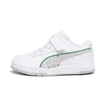 PUMA RBD Game Low Graffiti AC+PS Basket, White-Ash Gray-Archive Green Black, 21 EU