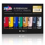 Pablo® - 12 Premium Acrylic Paint Set (75ml x 12 Tubes) for Paper, Canvas, Wood, Ceramic, Fabric & Crafts. Non Toxic & Vibrant Colours. Rich Pigments with Lasting Quality - Suitable for All Levels