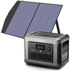 R1500 Tragbare Powerstation mit 100W Solarpanel, 1152Wh LiFePO4 Batterie mit 1800W ac Ausgang Solargenerator, 43dB Leise Betrieb Mobile