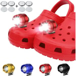 2 st, 3 lägen LED-ficklampa, campingtillbehör, lampor som varar 145 timmar, vattentät skodekoration Croc-strålkastare（röd） Red