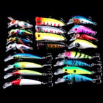 20-pack fiskedrag wobbler, Minnow mixed, Crankbait multifärg