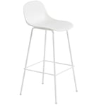 Fiber Tube Bar Stool With Backrest 75 cm, Natural White / White