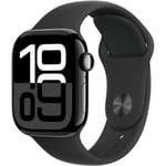 Apple Watch Series 10 GPS - 42 mm - Jet-svart aluminiumfodral - Svart sportband - M/L