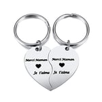 Jovivi Cadeau Fête de Mère, 2PCS Porte-clés Femme Maman Amour Maternel Coeur Puzzle Séparable “Merci Maman Je t’aime” Acier Inoxydable Cadeau pour Maman Fête des Mères