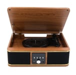 Platine vinyle Halterrego Boston av haut-parleurs intégrés, 3 vitesses, Bluetooth Entrée/sortie, RCA OUT, Aux IN, USB, adaptateur inclus, bois