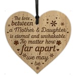 Mum and Daughter Gifts For Christmas Engraved Wood Heart Gift For Birthday Her