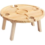 Ej.life - Table à vin Portable pour l'extérieur, Mini Table de Camping, Table de Pique-Nique, Ronde en Bois, Portable, pour l'extérieur, Pliable,