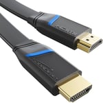 KabelDirekt – Câble HDMI plat – 3m – 4K@60Hz (format plat pour une pose aisée – cuivre – jusqu’à 18 Gbit/s, standard HDMI 2.0, High Speed avec canal Ethernet, Blu-ray/PS5/Xbox/Switch, noir)