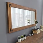 Miroir, 100% pin massif, couleur noyer