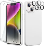 5 En 1 Coque Silicone Pour Iphone 14 6,1 Pouces, Avec 2 Protection D'écran Et Caméra Arrière Protecteur, Film En Verre Trempé À Couverture Complète, Housse Étui (Lumière Stellaire).[V4111]