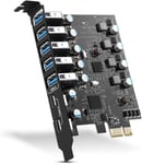 Carte d'extension PCIE vers USB 3.0 7 Ports (2 x USB-C ¿ 5 x USB-A) Carte d'extension PCI Express USB 3.0 - Hub USB 3 Interne pour Ordinateur de Bureau - Compatible avec Windows 10/8/7/XP