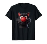 Red Nose Cat Funny Black Cat Red Nose 2024 Kids Boys Girls T-Shirt