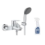 Mitigeur bain douche mécanique GROHE Quickfix Start 2021 avec flexible + support + pommeau de douche + nettoyant GrohClean