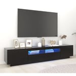 Meuble TV，Meuble de Rangement，Banc TV avec lumières LED Noir 200x35x40 cm CFW229593