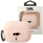 Karl Lagerfeld KLAP2RUNIKP-deksel for AirPods Pro 2-deksel - rosa silikon Karl Head 3D