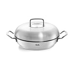 Fissler Original-Profi Collection Poêle à Servir en Acier Inoxydable (Ø 28 cm, 3,0 l), Poêle Ronde avec Couvercle Haut, Bord Haut, Non Revêtue – Compatible Induction