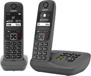 A695A Duo-2 Telephones Dect Sans Fil Avec Repondeur-Ecran A Haut Contraste-Excellente Qualite Audio-Profils Sonores Reglables-Fonction Mains Libres,Protection Des Appels,Gris