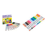 CRAYOLA Silly Scents Broadline Washable Markers - Assorted Colours | Unique Sweet Scents & Colours! & Pip-Squeaks Mini Washable Felt Tip Colouring Pens - Assorted Colours