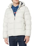 Tommy Hilfiger Men's Hooded Puffer Jacket Down Alternative Coat, New Ice, M