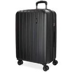 Movom Wood Valise Moyenne Noir 49x70x28 cms Rigide ABS Serrure TSA 81L 4,1Kgs 4 roues doubles Extensible