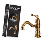 Mitigeur de lavabo Robinet Lavabo Rétro,Pivotant à 360° Robinet Salle de Bain, Mitigeur Lavabo en Laiton, Mitigeur Salle de Bain avec Valve en