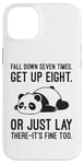 Coque pour iPhone 14 Plus Fall Down Seven Times, Get Up Eight - Humour amusant Lazy Panda