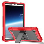 Samsung Galaxy Tab A7 Lite 8,7" Compatible Case 2021 (SM-T220/T225) 3 Couches Antichoc avec Support intégré pour Galaxy Tab A7 Lite Rouge