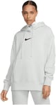 NIKE Women's NSW Phnx FLC Os Po HDY Ms Hooded Sweatshirt, Light Silver/Black, XS