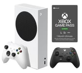 Microsoft Xbox Series S (512 GB SSD), Wireless Controller (Black) & Game Pass Ultimate (1 Month Membership) Bundle, White,Black