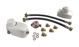 SOMATHERM FOR YOU, Ensemble détendeur 1,3 Kg/h avec inverseur et lyres pour 2 bouteilles de propane, kit de raccordement sécurisé pour alimentation gaz, indicateur de réserve