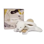 DOUDOU ET COMPAGNIE - Peluche Doudou Lapin Happy Wild - Blanc & Beige - 25 cm - Collection Happy Doudou - Peluche Toute Douce - Idée Cadeau Naissance - Boîte Cadeau - Garantie Doudou Perdu - DC3738