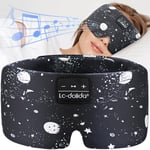 LC-dolida Bluetooth Sleep Mask with Headphones, Upgraded Widened Bluetooth Sleep Headphones 100% Blackout Eye Mask Headphone for All Seasons,Soft Eye Mask for Sleeping for Travel/Nap/Yoga/Relaxation