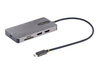 Startech.Com Usb C-Multiportadapter, Dubbel Hdmi-Video, 4K 60 Hz, 2Pt 5 Gbps Usb-A -Hubb, 100 W Strömförsörjning, Gbe, Sd/Microsd, 30 Cm Kabel, Resedocka, Dockningsstation För Bärbar Dator - Dockningsstation - Usb-C / Thunderbolt 3 / Thunderbolt 4 -