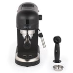 Salter Professional EK5240BO Espirista Coffee Machine - BPA-Free, Milk Frothing Wand, 1.4 L, For Ground Coffee, Single/Double Function, Touch Panel, 15-Bar Italian Pressure, Latte, Cappuccino, Black